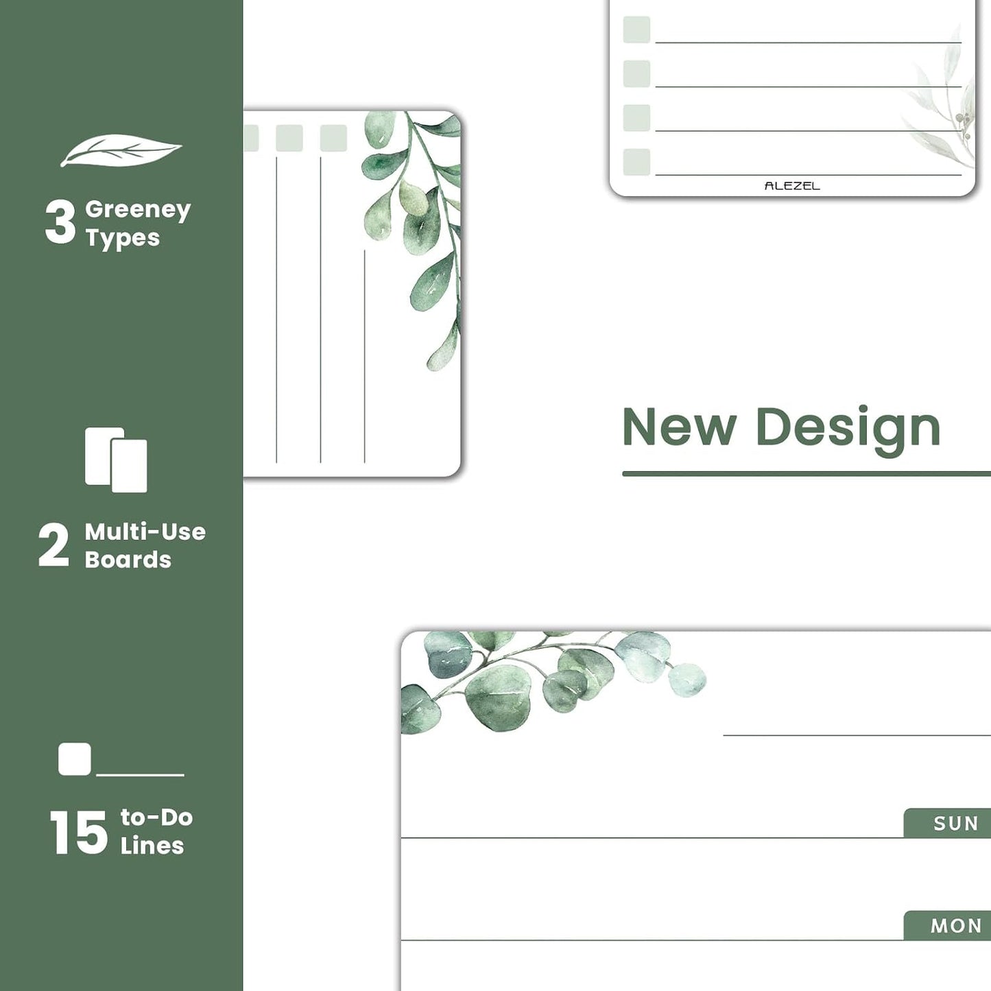 ALEZEL Weekly Dry Erase Board for Fridge, Magnetic Meal Planner Whiteboard Set - Includes Weekly Calendar for Refrigerator & 2 to Do List White Boards, 3 Markers + Eraser