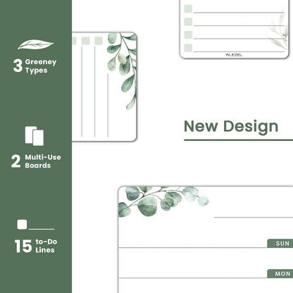 ALEZEL Weekly Dry Erase Board for Fridge, Magnetic Meal Planner Whiteboard Set - Includes Weekly Calendar for Refrigerator & 2 to Do List White Boards, 3 Markers + Eraser