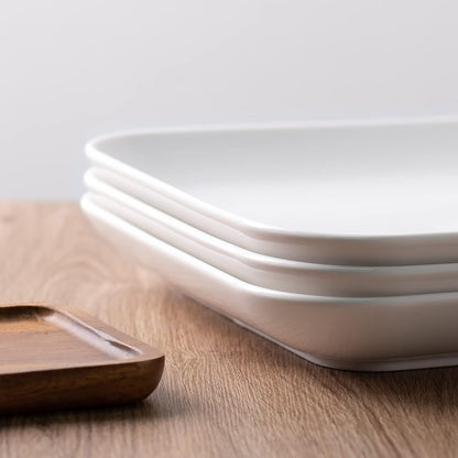 DELLING 16 Inch Large Serving Platter Set of 3, White Porcelain Platters for Serving Food - Rectangular Serving Trays for Party Entertaining, Oven Safe to 590°F, Dinnerware