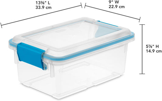 Sterilite 80 Qt Gasket Box, Stackable Storage Bin with Latching Lid and Tight Seal, Plastic Container to Organize Basement, Clear Base and Lid, 1-Pack