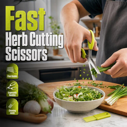 2026 New Herb Scissors with 5 Thickened Sharp Blades (Green)