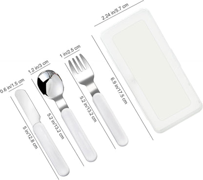 VANRA 2-Piece Children Fork And Spoon Set 18/10 Stainless Steel Child Flatware Set Kids Utensils Set with Case for Lunch Box