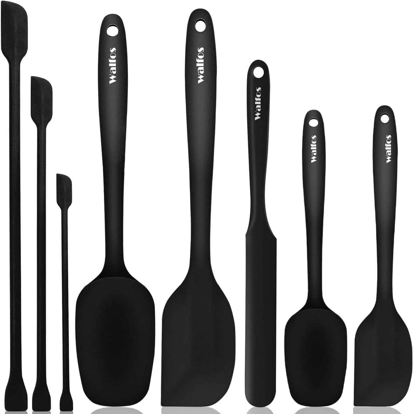 Walfos 600°F High Heat Resistant Silicone Spatula Set of 5- Food Grade Rubber Spatula Set for Baking Cooking & Mixing - BPA Free, Non Stick and Dishwasher Safe,black
