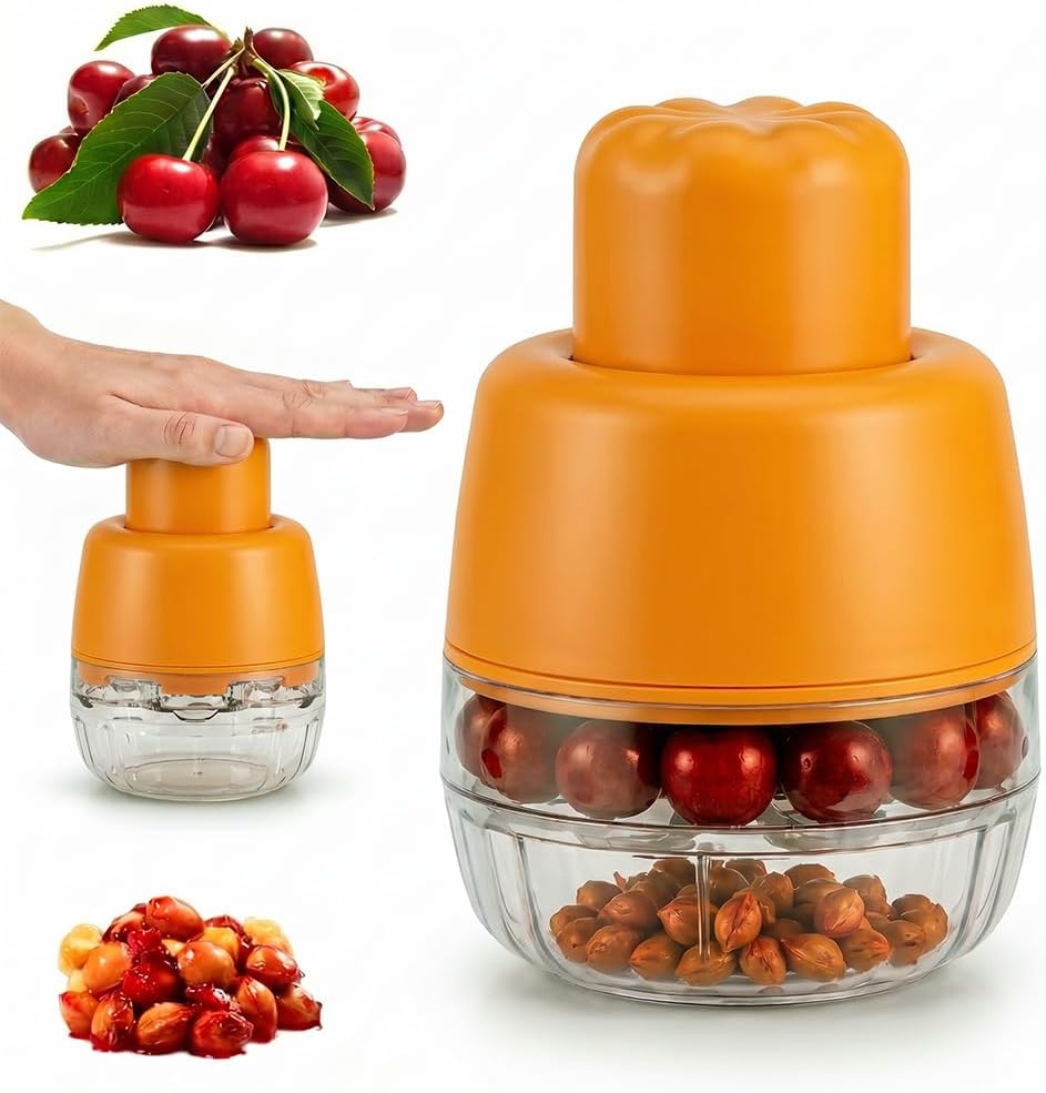 7-in-1 Cherry & Olive Pitter Tool, 2026 New Hand Push Cherry Pitter Tool Pit Remover, Multiple Cherry Pitter Corer with 7 Holes Portable Fruit Seed Remover for Fresh Cherry Dishes (Transparent Red)