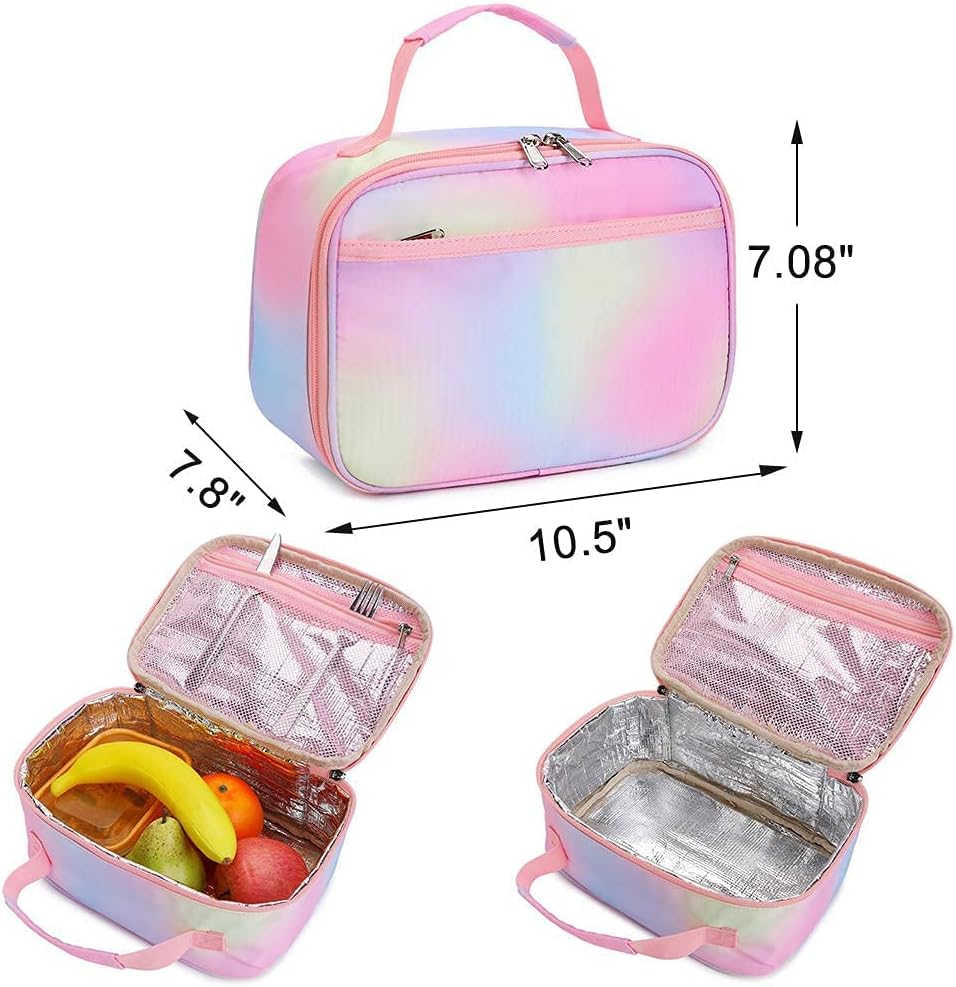 CAMTOP Kids Lunch Box Boys Girls Insulated Lunch Cooler Bag Reusable Lunch Tote Kit for School Travel (094 Tie Dye)