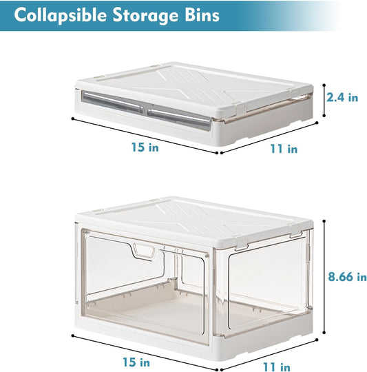 Kmiectse Clear Storage Bin with Lid 3 Pack 【Stackable & Sturdy】 Plastic Multifunctional Folding Storage Bins for Bedroom, Living Room, Study,Room, 23 QT Folding Box with Magnetic Door