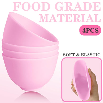 6Pcs Silicone Mixing Bowls, Silicone Bowls for Facials, DIY Face Mask Mixing Bowl for Home Salon Spa Face Skin Applicator Bowl, Black