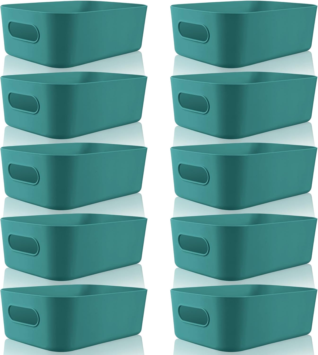 Zopeal Plastic Storage Bins 10 Pcs White Pantry Organizer Bins Small Baskets Storage Containers for Home Kitchen (10 x 7 x 6 Inch)