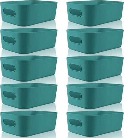 Zopeal Plastic Storage Bins 10 Pcs White Pantry Organizer Bins Small Baskets Storage Containers for Home Kitchen (10 x 7 x 6 Inch)