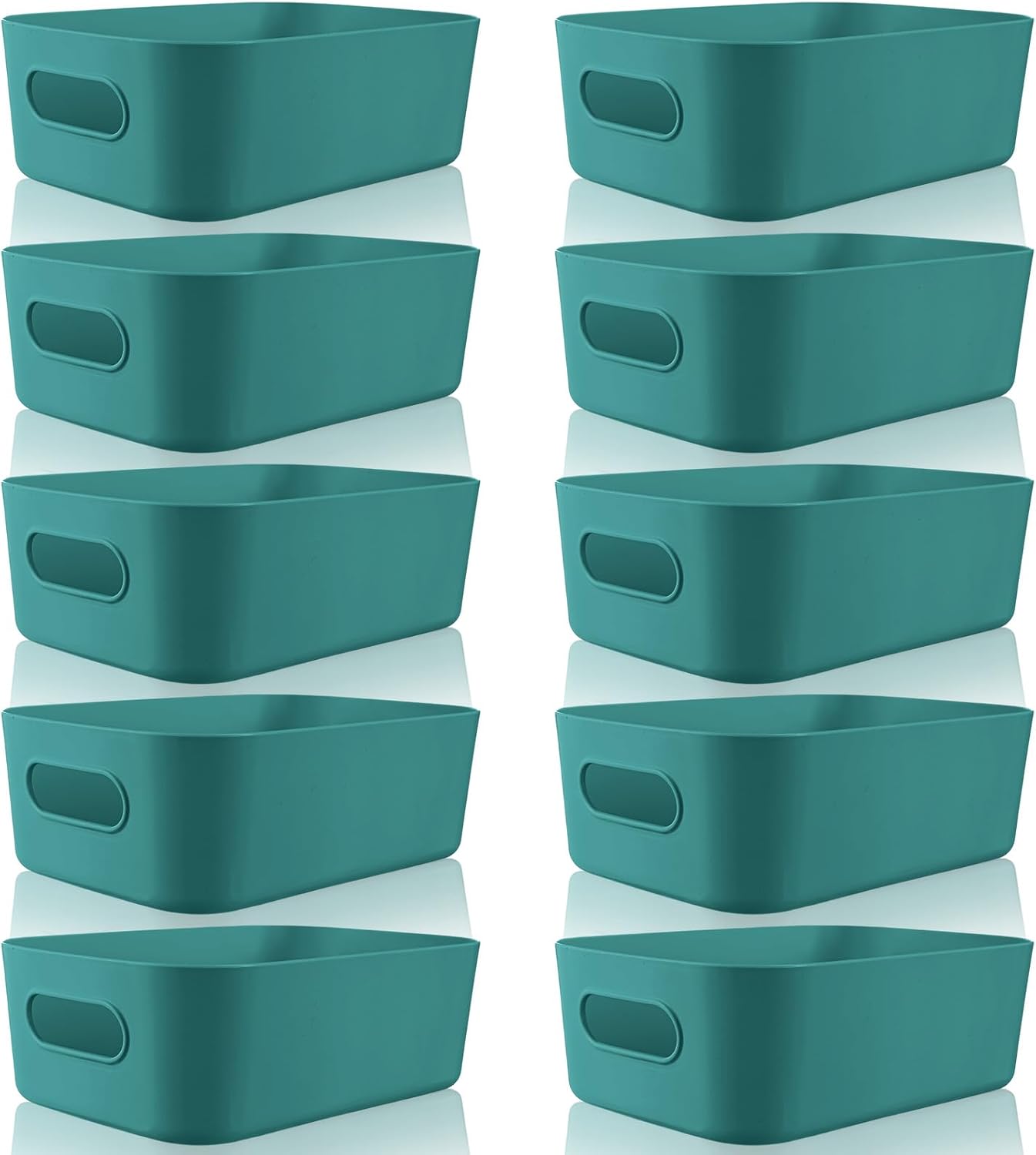 Zopeal Plastic Storage Bins 10 Pcs White Pantry Organizer Bins Small Baskets Storage Containers for Home Kitchen (10 x 7 x 6 Inch)