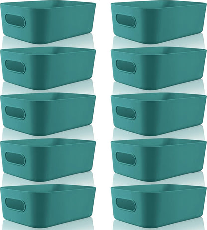 Zopeal Plastic Storage Bins 10 Pcs White Pantry Organizer Bins Small Baskets Storage Containers for Home Kitchen (10 x 7 x 6 Inch)