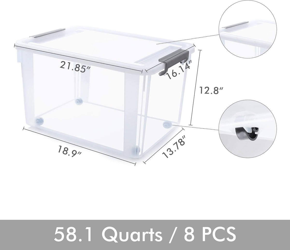 Citylife 32 QT Plastic Storage Bins with Latching Lids Stackable Storage Containers for Organizing Large Clear Storage Box for Garage, Closet, Kitchen, 4 Packs