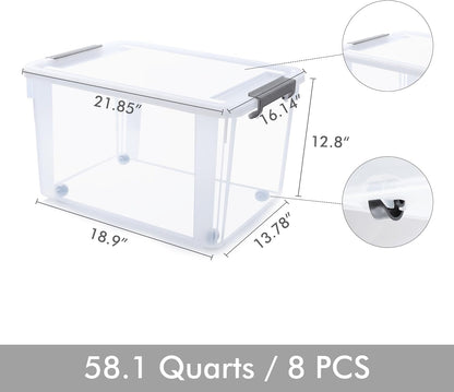 Citylife 32 QT Plastic Storage Bins with Latching Lids Stackable Storage Containers for Organizing Large Clear Storage Box for Garage, Closet, Kitchen, 4 Packs