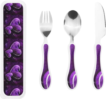 3-Piece Kids Silverware Set With Storage Case, Stainless Steel Reusable Children Safe Knife Spoon Fork Set Grim Reaper Children Flatware Set For Kids Lunch Box