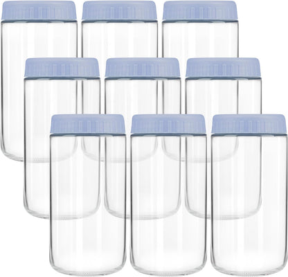 Overnight Oats Containers with Lids, 10oz Wide Mouth Mason Jars with Lids, 9 Pack Glass Jars with Airtight lid for Chia Pudding Yogurt Salad, Meal Prer Oatmeal Jars, Pink
