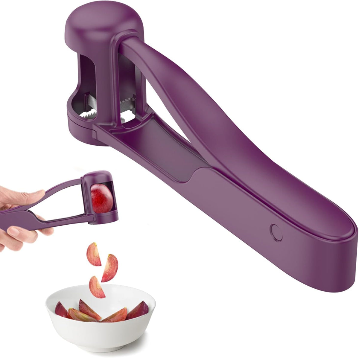 WhiteRhino Grape Cutter Grape Slicer for Toddlers,Grape Cherry Tomato Strawberry Cutter Quarter Slicer tool For Vegetable Fruit Salad Cake Decoration,Stainless Steel kitchen Gadget Fruit cutter(Bule)