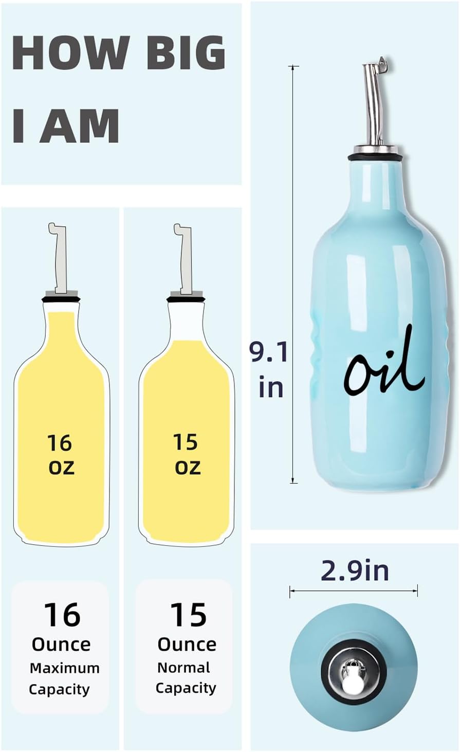 Farmhouse Ceramic Oil and Vinegar Dispenser Bottle Set (White)