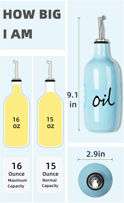 Farmhouse Ceramic Oil and Vinegar Dispenser Bottle Set (White)