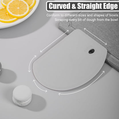 Silicone Dough Scraper with Stainless Steel Sheet, Curved Edge Flexible Bowl Scraper for Baking, Food Grade Silicone Bench Scraper for Sourdough Bread Proofing Basket, 5.98"×4.3", Dark Gray, SAPID
