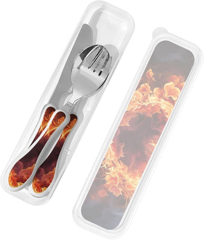 3-Piece Kids Silverware Set With Storage Case, Stainless Steel Reusable Children Safe Knife Spoon Fork Set Alpaca Cactus Children Flatware Set For Kids Lunch Box
