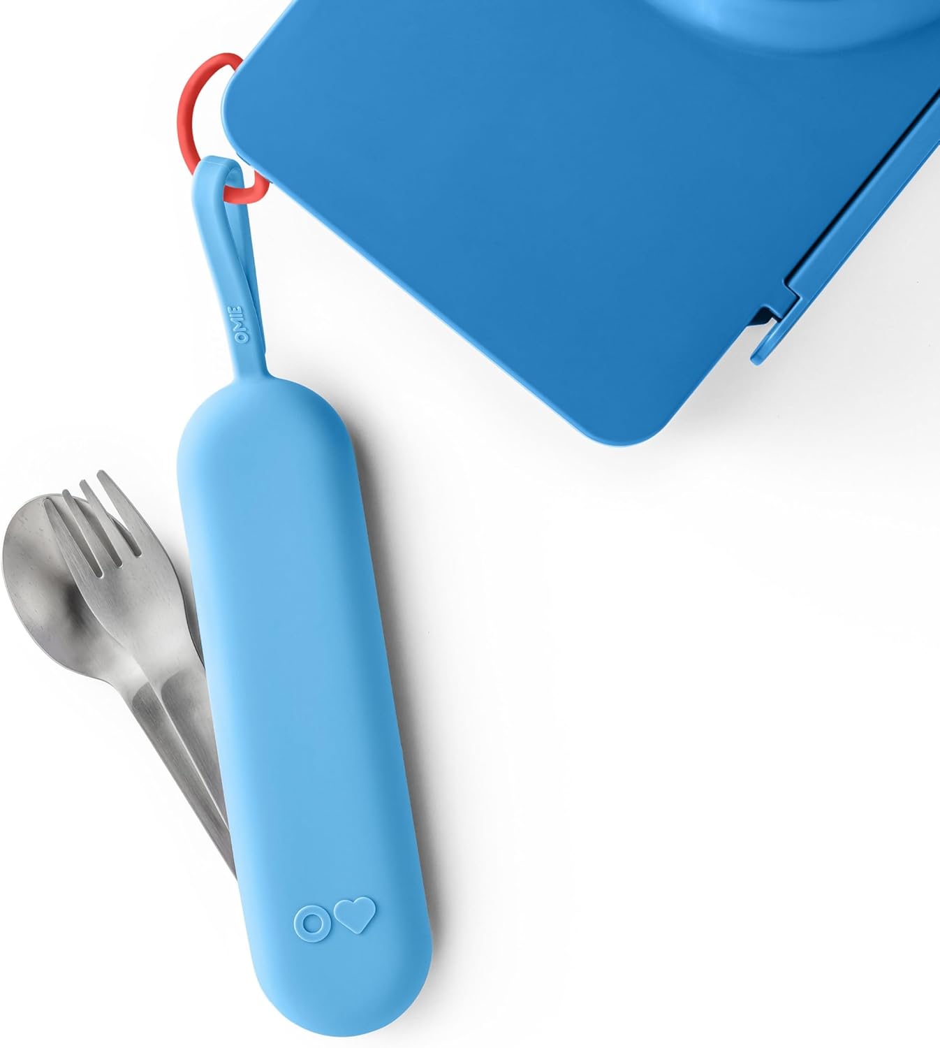 Omie OmieBox Kids Utensils Set with Case - 2 Piece Plastic, Reusable Fork and Spoon Silverware with Pod for Kids (Mint Green)