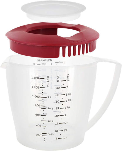 Westmark Multipurpose Measuring Cup and Mixing Pitcher with Splash Guard, 47-Ounce (Red)