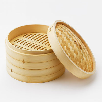 JapanBargain 2224, Large Chinese Bamboo Steamer Steaming Basket for Vegetable Seafood Dim Sum Dumpling Bun Egg, 12-inch