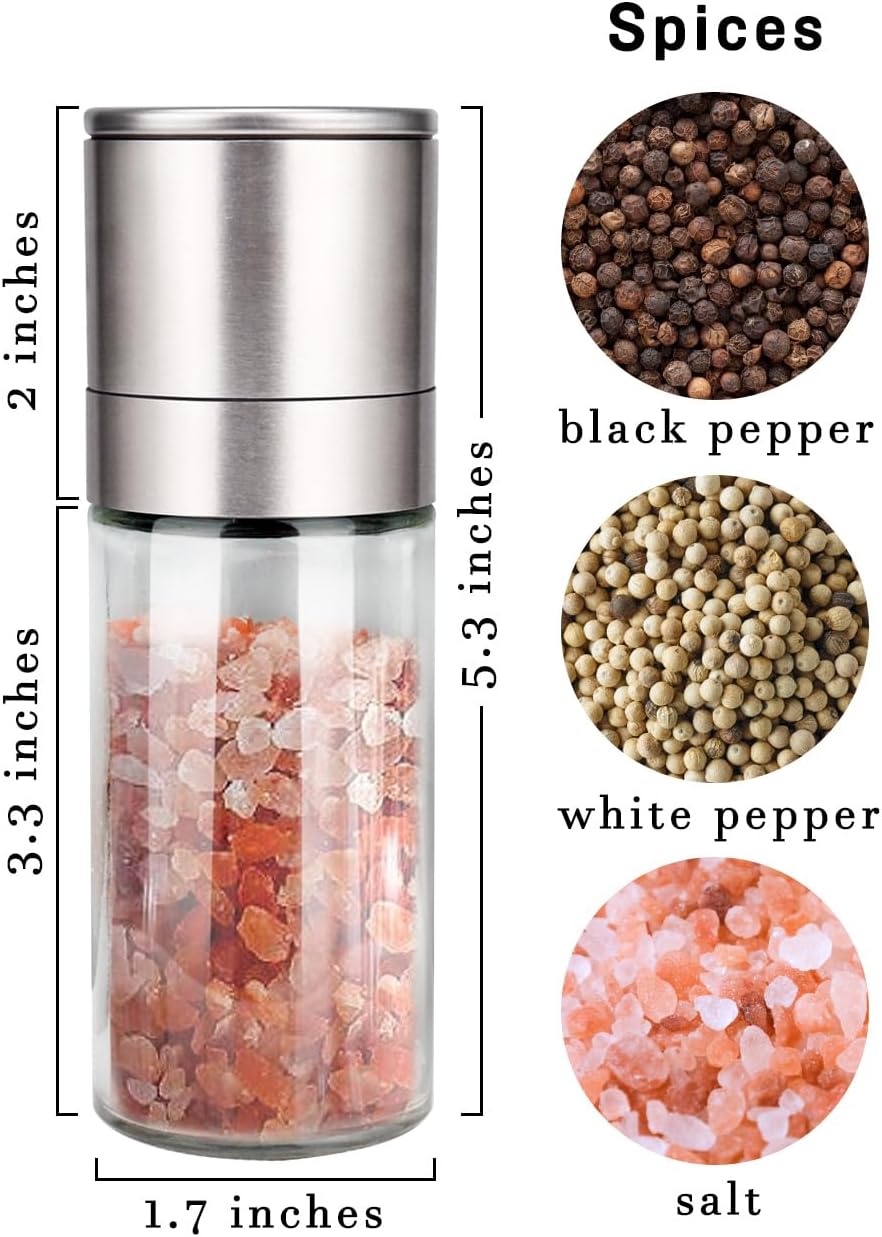 Gulex Salt and Pepper Grinder Set Pepper Mill Salt Shaker Refillable