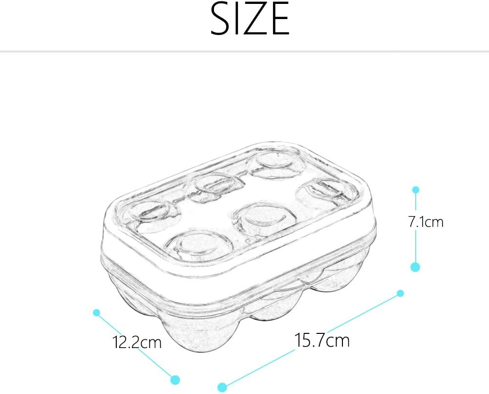JAMOR 6 Grid Egg Storage Box Refrigerator Crisper Egg Protection Box Portable Egg Carriage Container For Camping Picnic Essential (Blue)