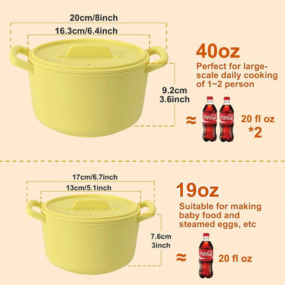 40oz Silicone Microwave Steamer for Cooking, Dishwasher Safe, No Stain Pot