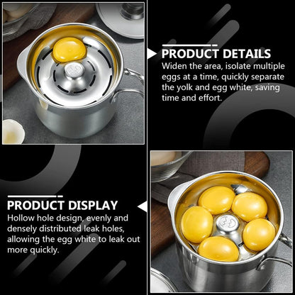 Angoily 1500ml Egg Separator, Stainless Steel Egg Yolk White Separator Tool