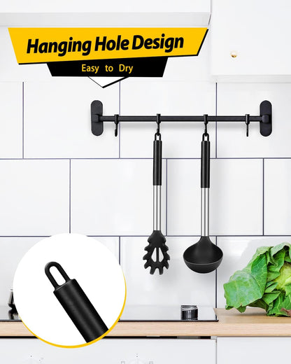 BUNDLEPRO Silicone Soup Ladle and Pasta Spoon Set, 2 Pack, Gray