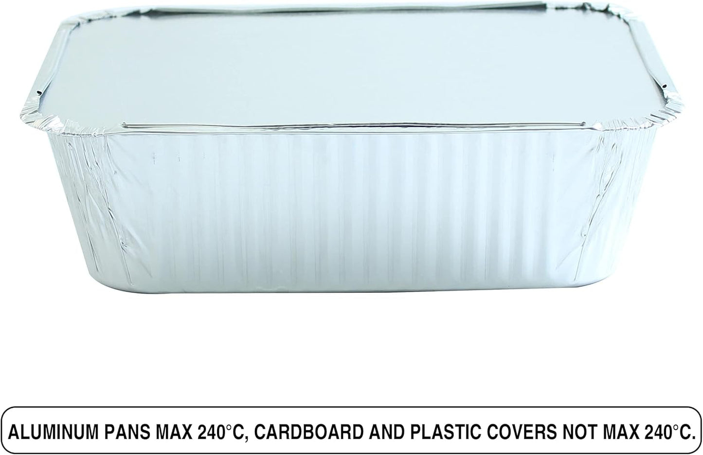 PARTY BARGAINS 4 lb Aluminum Pans with Board Lids, 50 Pack – 12 x 8 in Disposable Foil Roasting & Steam Table Pans for Catering, Takeout, Meal Prep, Oven Safe up to 240°C