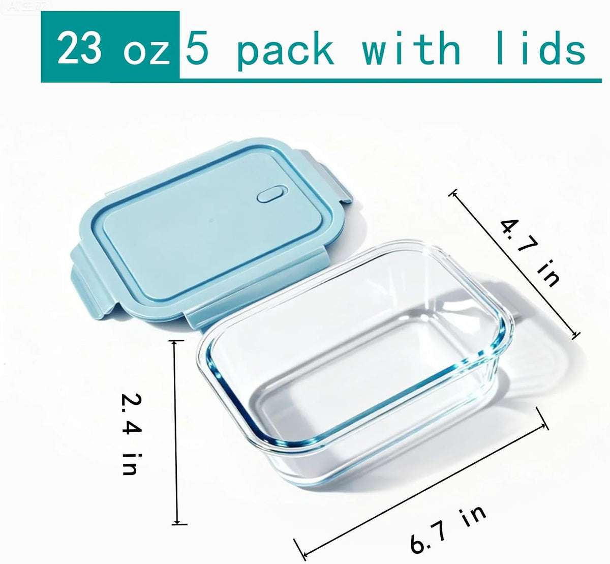 5Pack (32oz-3 Compartments with Lunch Bag) Glass Food Storage Containers with Lids for Kitchen Meal Prep, Fridge Organization, Lunch Box