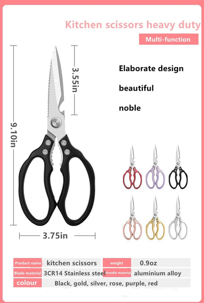 Heavy Duty Sharp Kitchen Scissors, Dishwasher Safe, Cooking Shears for Meat, Chicken, Fish, Poultry, Herb, Bread (Red)