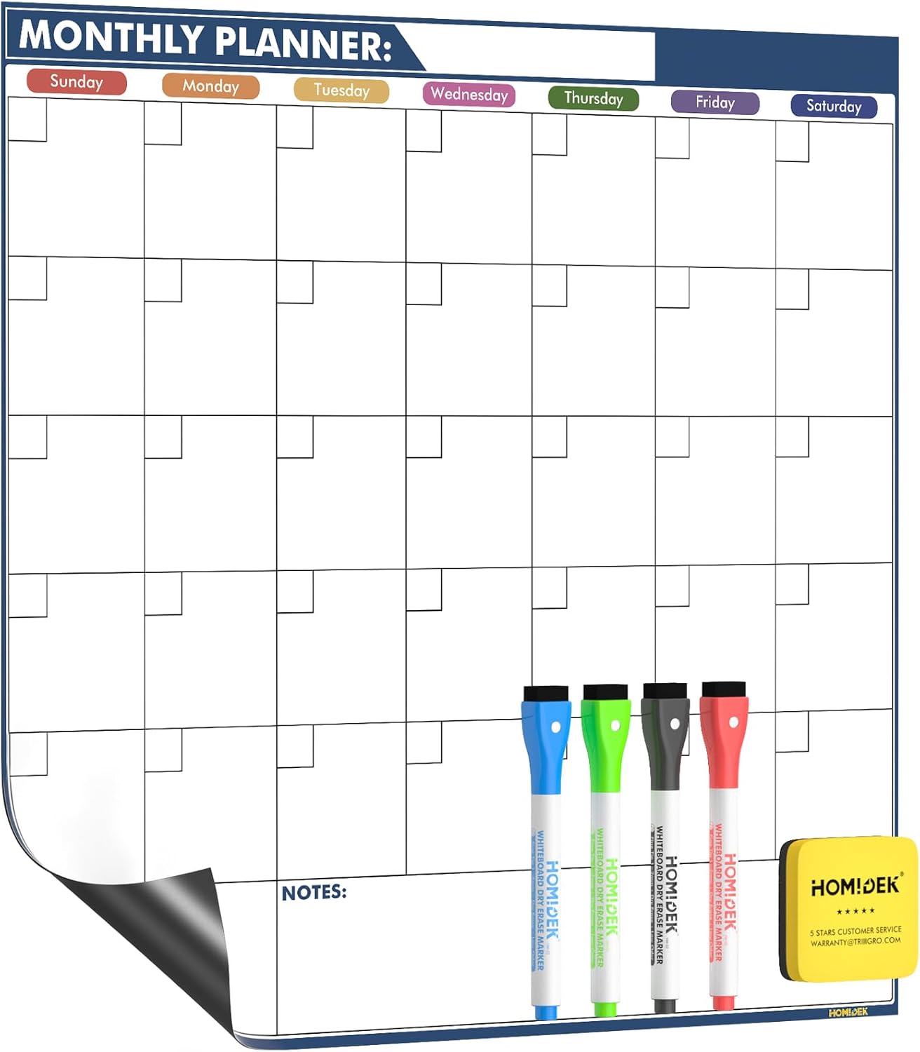 Magnetic Meal Planner Menu Board: Reusable Dry Erase Family Planning Board with Grocery List & Fridge Freezer Inventory List for Refrigerator, Dry Erase Markers and Eraser Included - 14x11 Inches