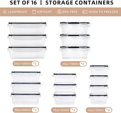 40 Pcs 84oz Large Food Storage Containers with Lids, Reusable Meal Prep Containers for Kitchen Storage, Airtight Leakproof & BPA-Free Freezer, Microwave & Dishwasher Safe