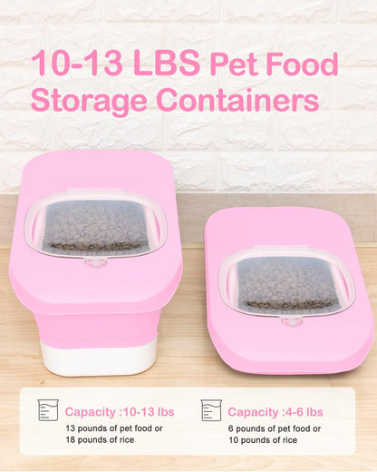 25-28Lbs Dog Food Storage Container Airtight,Collapsible Pet Food Storage | Dog Food Container with Handle,Wheels,Double Airtight Seal Fresh,Save Space,Pest/Mouse-proof,Small Cat Food Container,Scoop