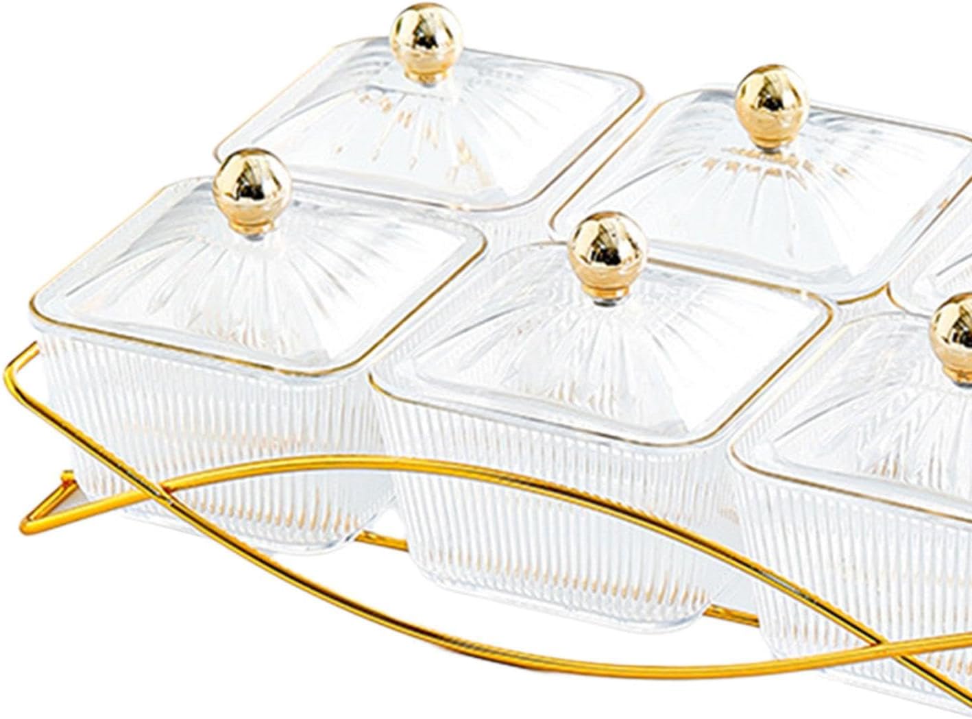 Dessert Dividing Plate Nordic Serving Platter with Lid Cookies Jar Nut and Candy Serving Tray Dried Fruit Tray for Kitchen, Clear