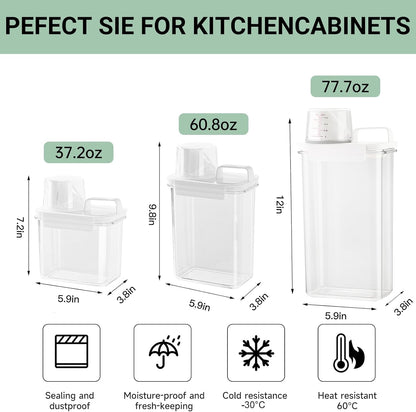 Cereal Storage Containers Sets,BPA Free with Pouring Spout Handle Airtight Food Storage Dispenser with lids For Rice Flour Pasta Grain, Pet Food Storage Container (37.2 oz + 77.7 oz (2 of Each))