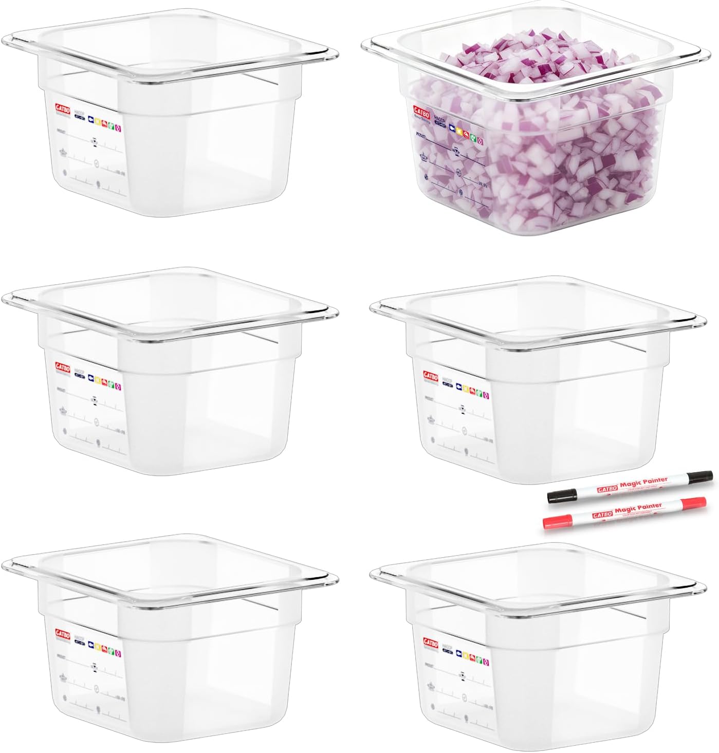 6-Pack Clear Polycarbonate Handled Lids for 1/6 Size NSF Food Pans