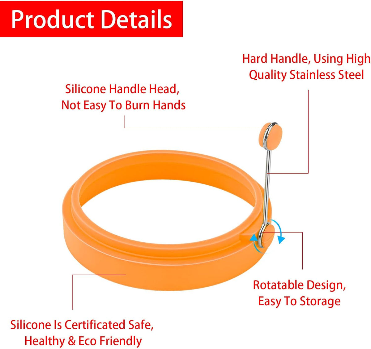 8 Pack Silicone Egg Rings for Griddle, 4-Inch Non-Stick Pancake Molds