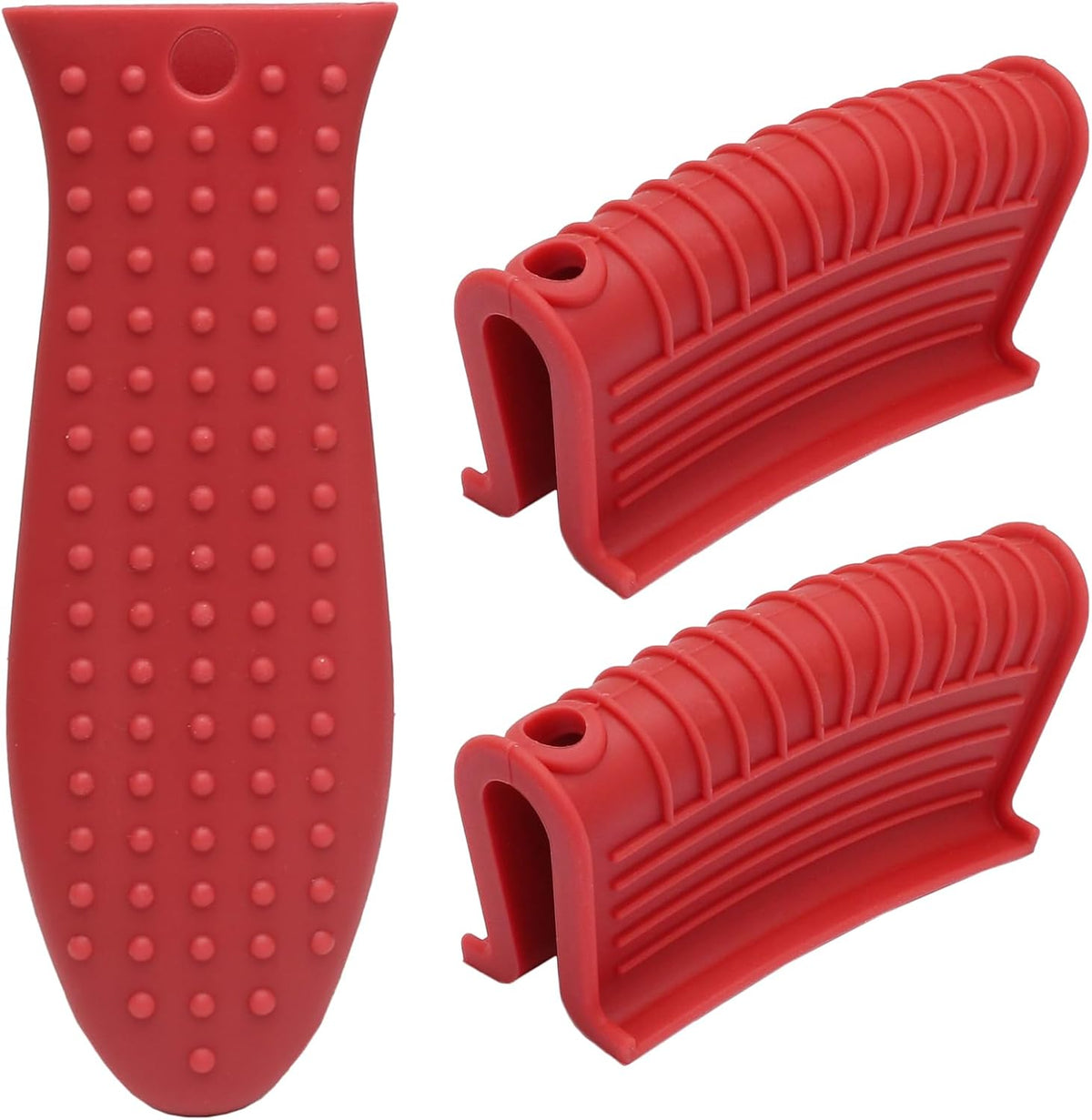 3 Pack Cast Iron Handle Covers, Heat Resistant Silicone, Red