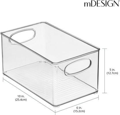 mDesign Deep Plastic Storage Organizer Container Bin, Office Organization for Filing Cabinet, Cupboard, Shelves, and Desk - Holds Notepads, Pens, Pencils, Highlighters, and Staplers - 2 Pack - Clear