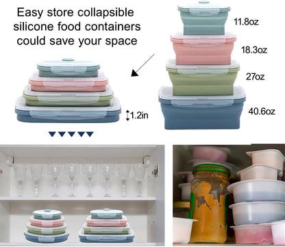 Collapsible Silicone Food Storage Container Set (INDIGO)