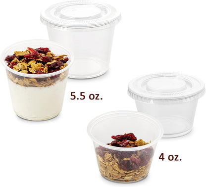 DuraHome Food Storage Containers with Lids 8oz, 16oz, 32oz Freezer Deli Cups Combo Pack, 44 Sets BPA-Free Leakproof Round Clear Takeout Container Meal Prep Microwavable, Airtight Lids (Mixed Sizes)