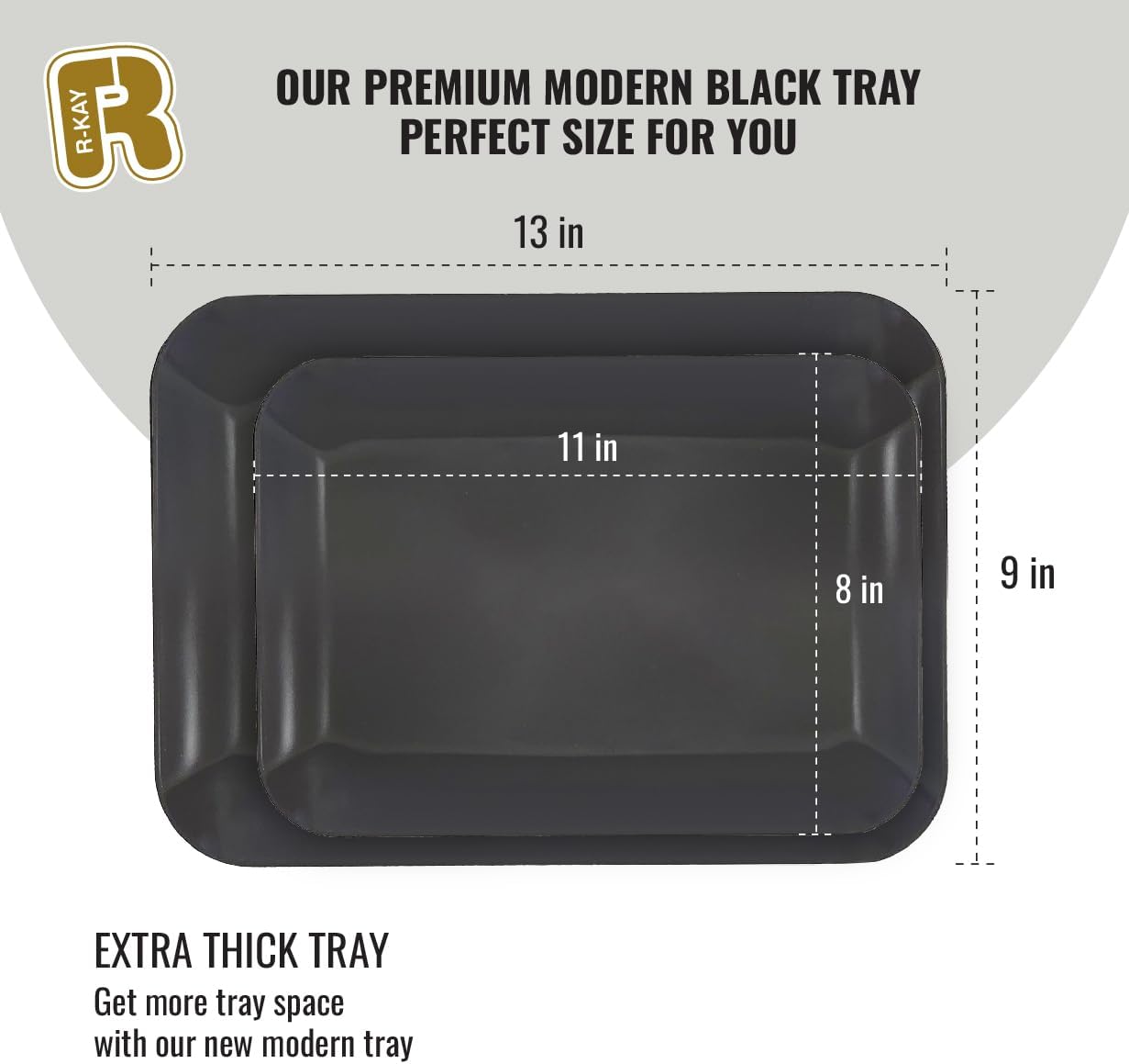 R-kay 3 Pack White Plastic Serving Trays for Party - Rectangular, 8 by 11 in, Heavy Duty Dessert Trays for Food