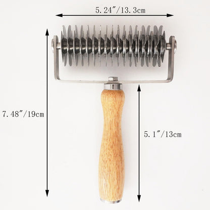 Stainless Steel Pastry Lattice Roller Cutter with Wood Handle