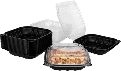 Karat Premium PP Hinged Container [150 ct], Take Out Food Containers - Case (9"x9", 3 compartments)