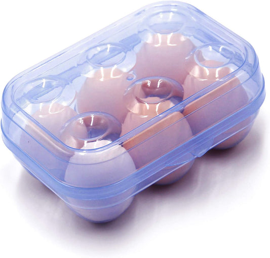 JAMOR 6 Grid Egg Storage Box Refrigerator Crisper Egg Protection Box Portable Egg Carriage Container For Camping Picnic Essential (Blue)
